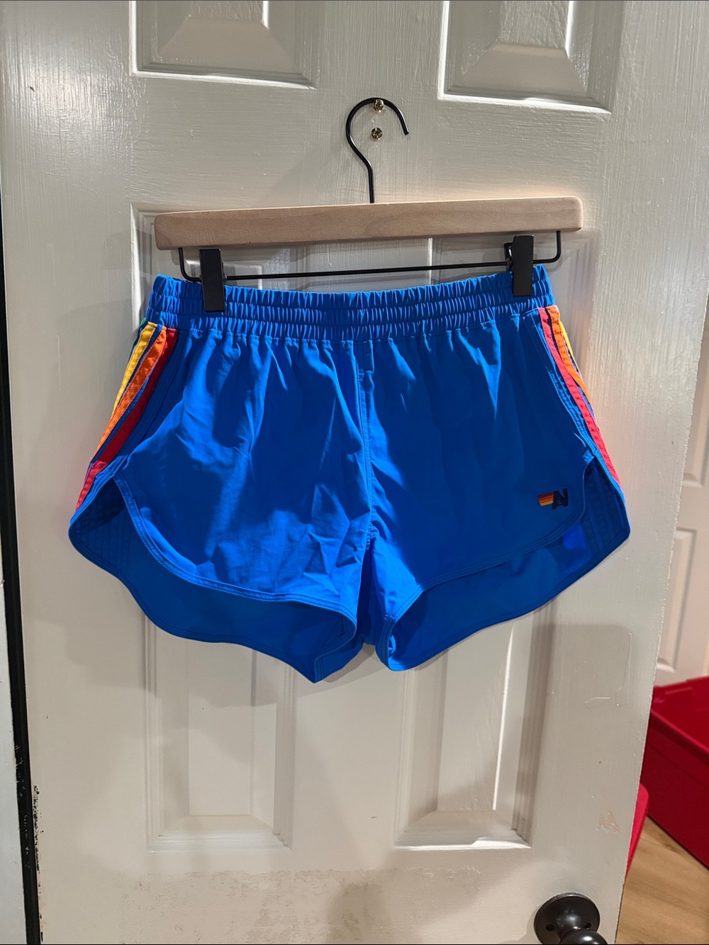 Aviator Nation Royal Blue Shorts with Rainbow Side Stripes